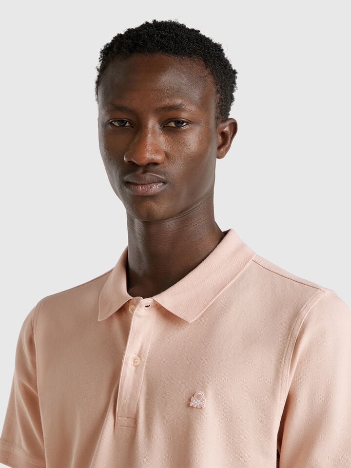 Benetton Powder Pink Slim Fit Polo Soft Pink