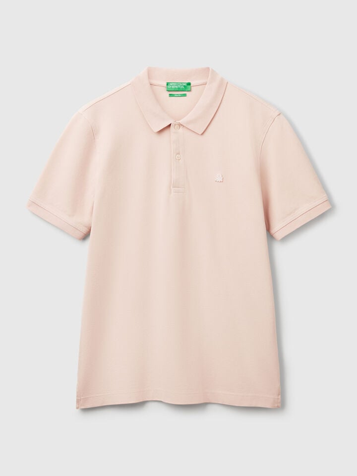 Benetton Powder Pink Slim Fit Polo Soft Pink