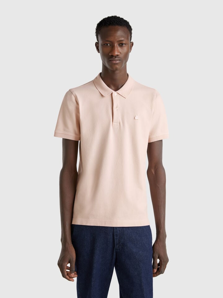 benetton Powder pink slim fit polo Soft Pink
