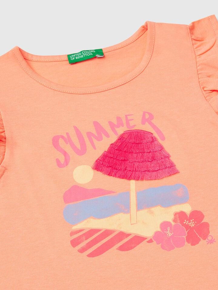 Benetton Printed Tank Top Orange