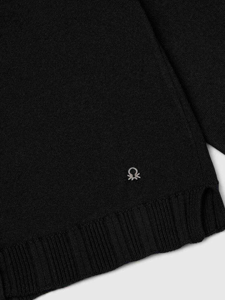 Benetton Pure Cotton Crew Neck Cardigan Black