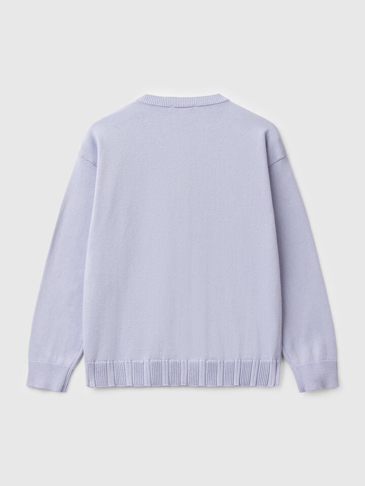 Benetton Pure Cotton Crew Neck Cardigan Periwinkle
