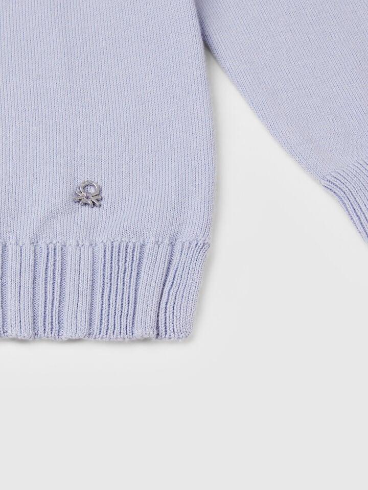 Benetton Pure Cotton Crew Neck Cardigan Periwinkle