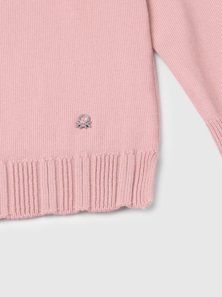 Benetton Pure Cotton Crew Neck Cardigan Pink