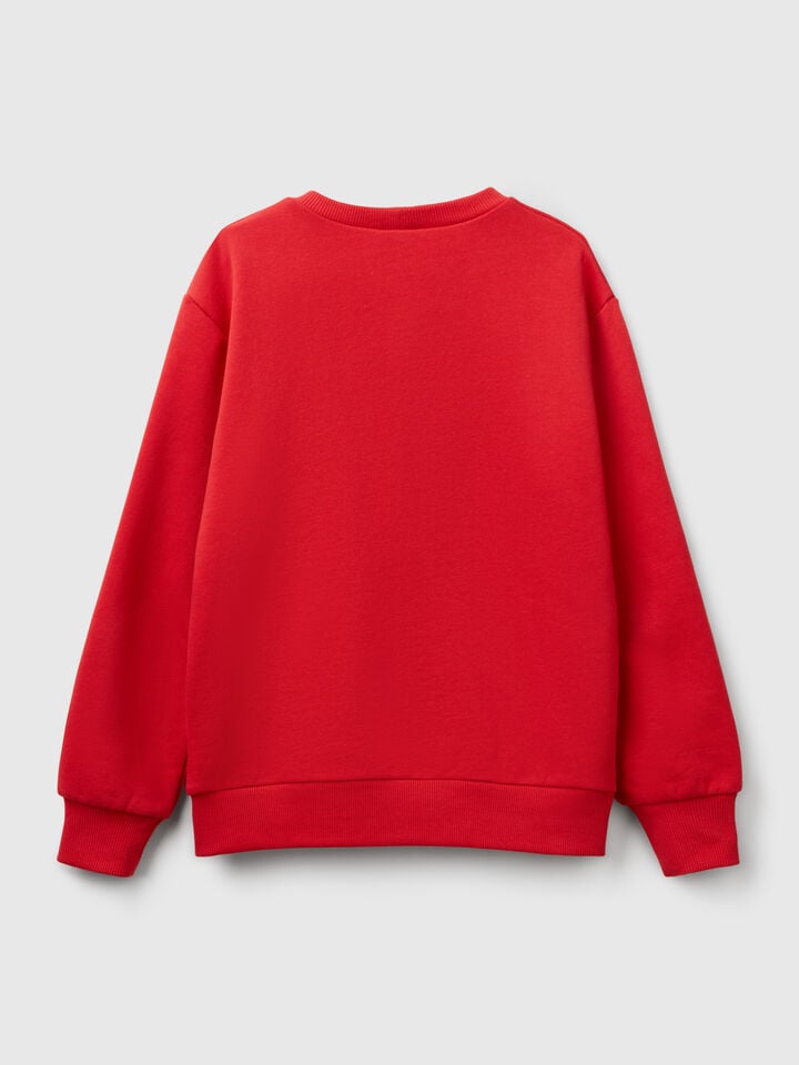 Benetton Pure Cotton Sweatshirt With Print Red