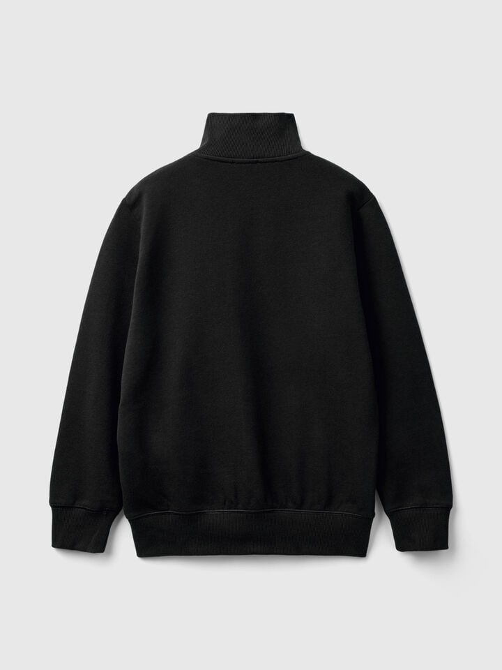 Benetton Pure Cotton Sweatshirt With Zipper Black