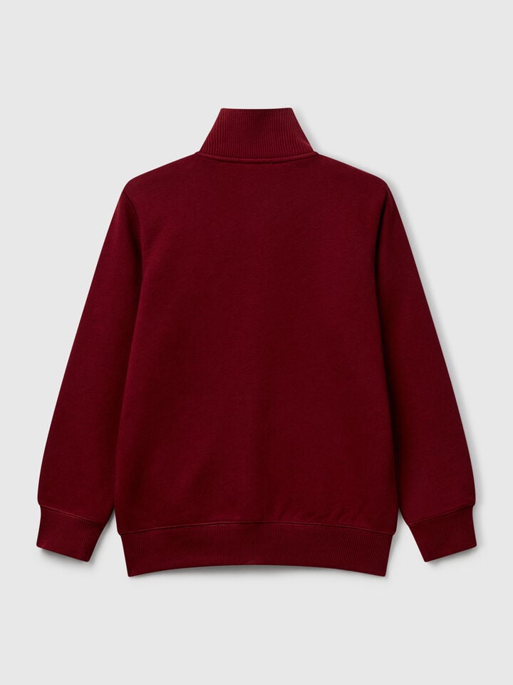 Benetton Pure Cotton Sweatshirt With Zipper Burnt
