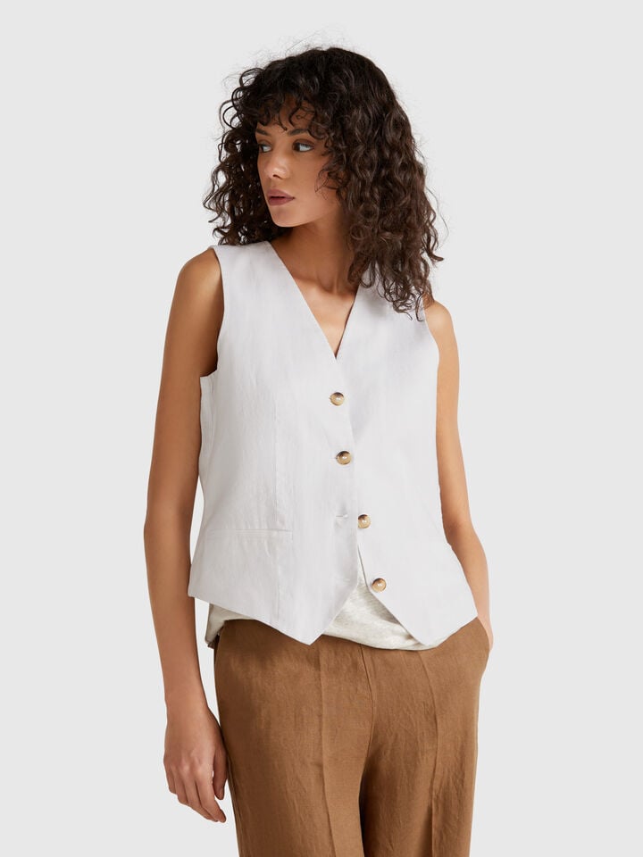 benetton Pure linen vest White