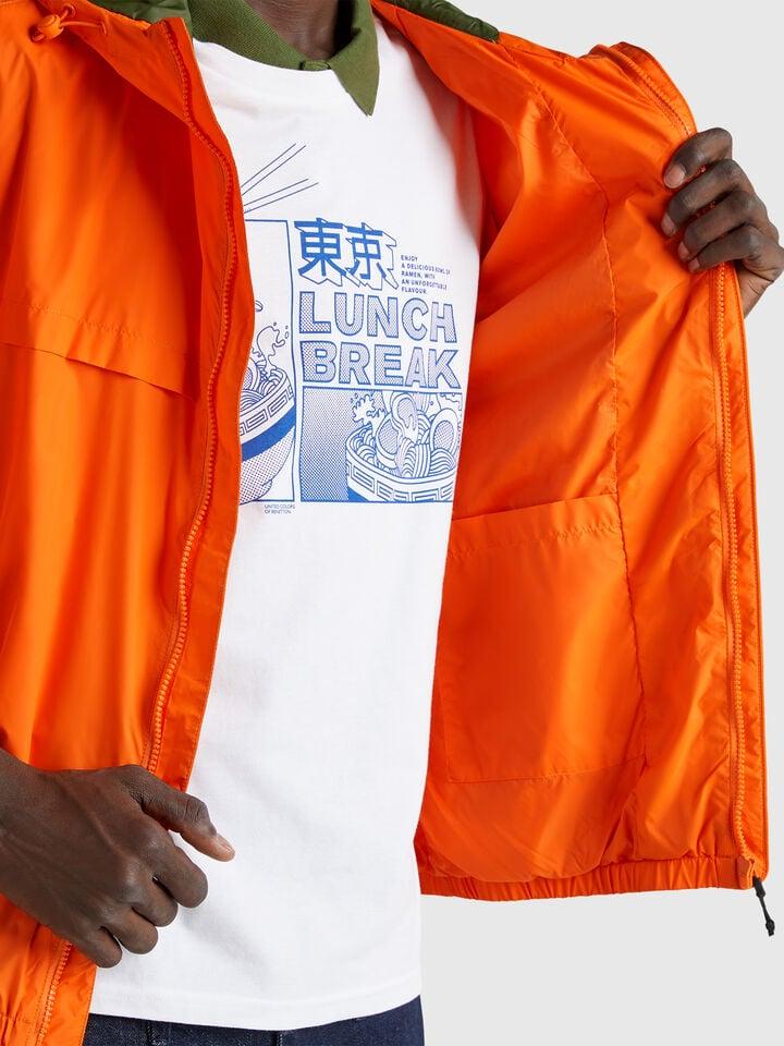 Benetton Rain Defender Jacket With Hood Orange