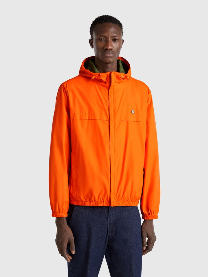 benetton Rain Defender jacket with hood Orange