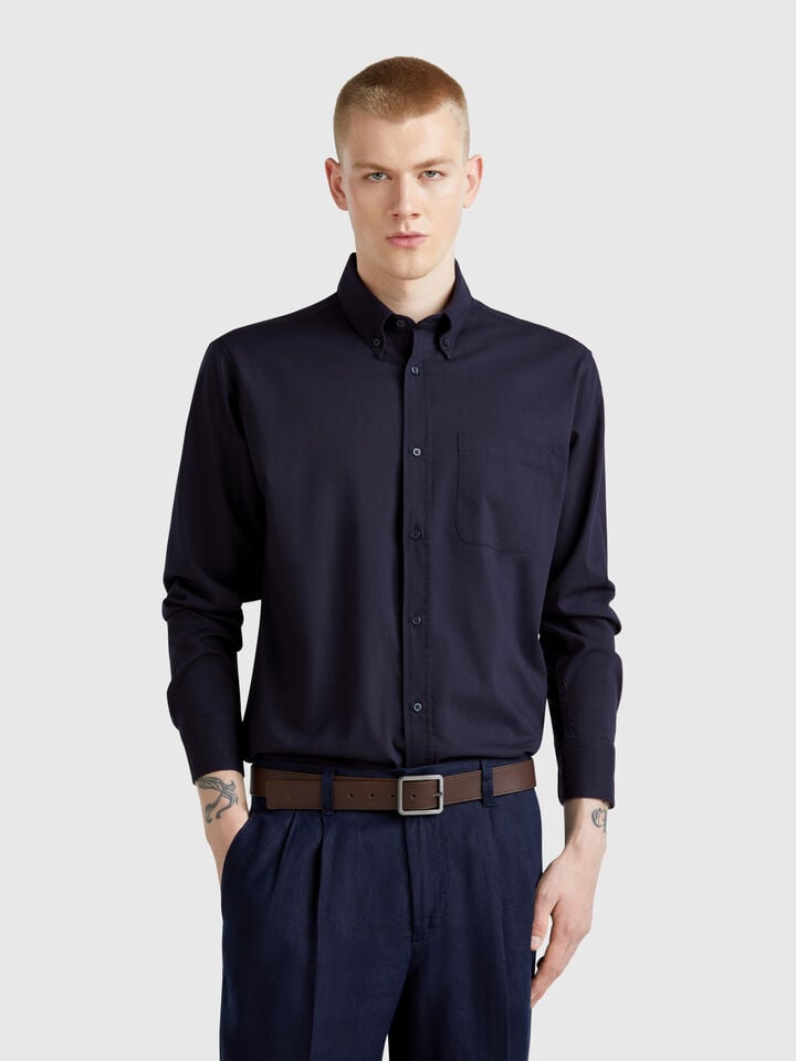 Benetton Regular Fit Button-down Shirt Dark Blue