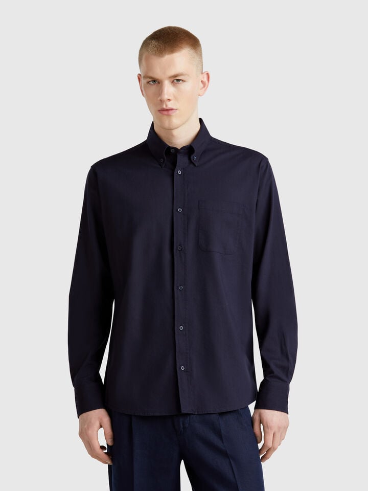 benetton Regular fit button-down shirt Dark Blue