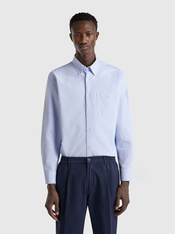 Benetton Regular Fit Button-down Shirt Light Blue