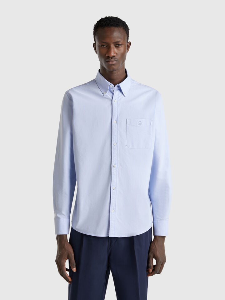 benetton Regular fit button-down shirt Light Blue