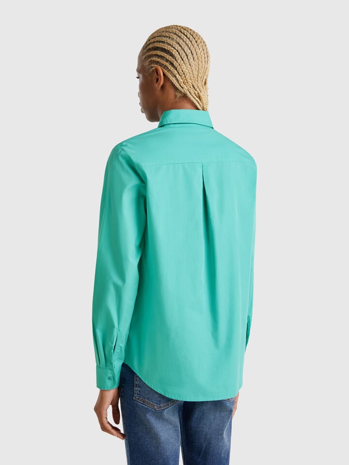 Benetton Regular Fit Cotton Shirt Aqua