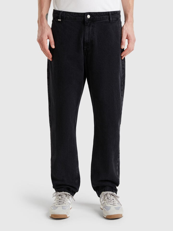 benetton Regular fit denim chinos Black