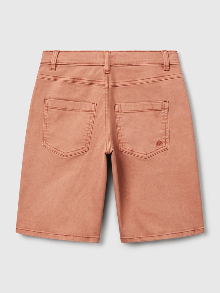 Benetton Regular Fit Denim-effect Bermudas Camel