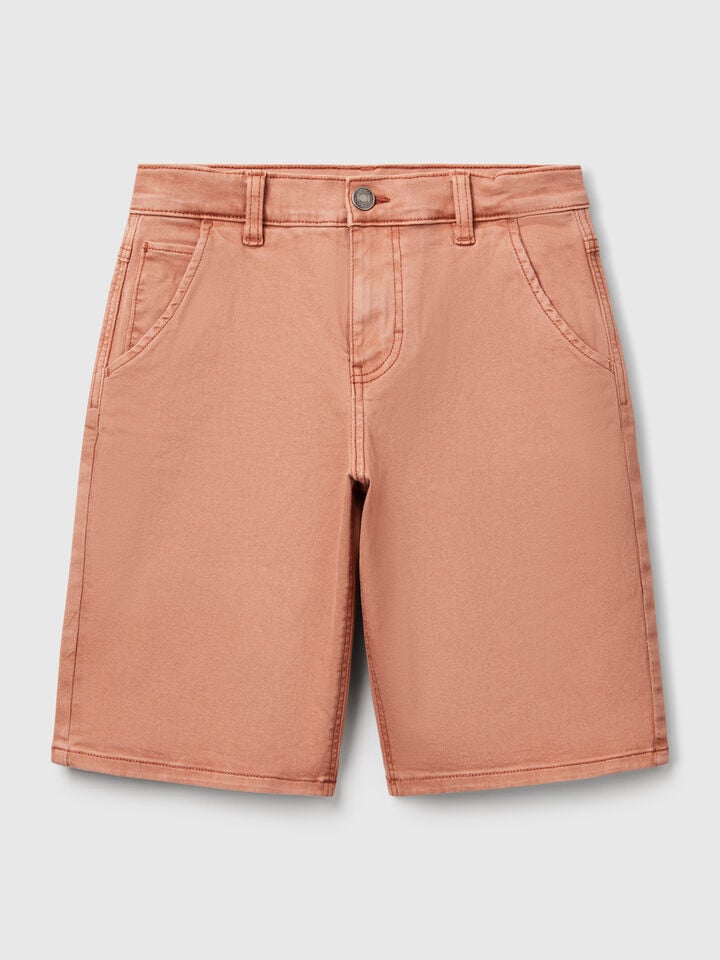 Benetton Regular Fit Denim-effect Bermudas Camel