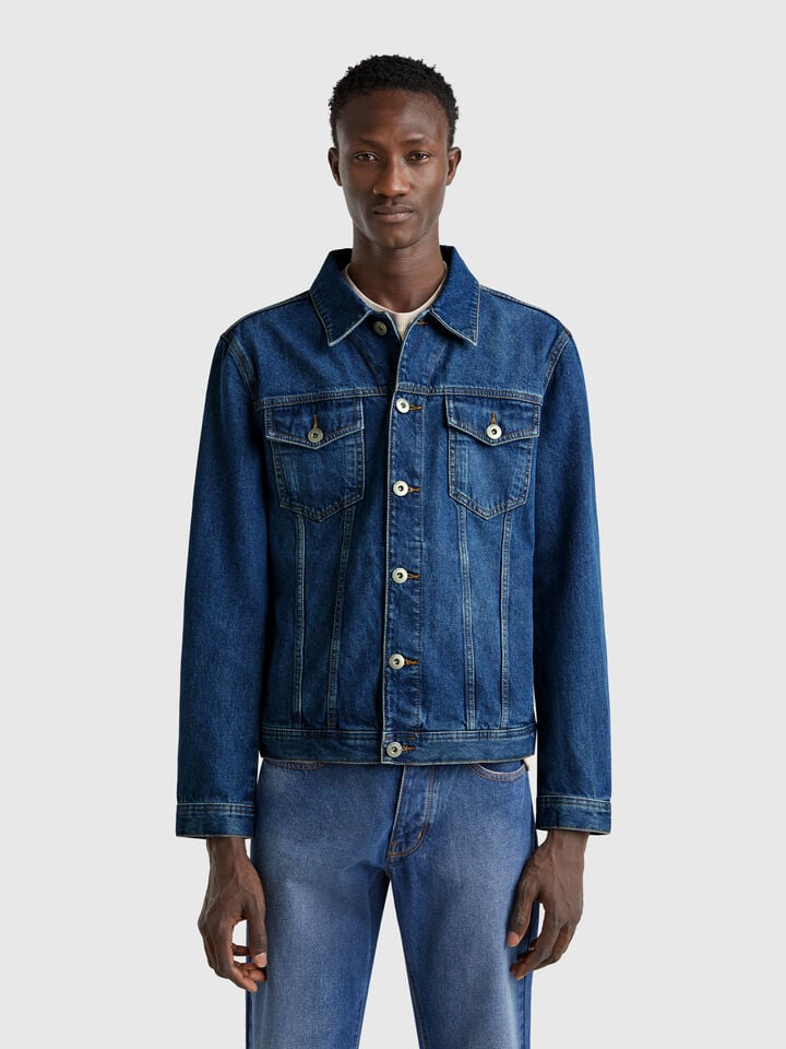 benetton Regular fit jean jacket Blue