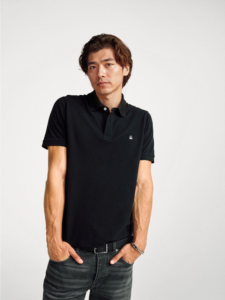 Benetton Regular Fit Polo Black