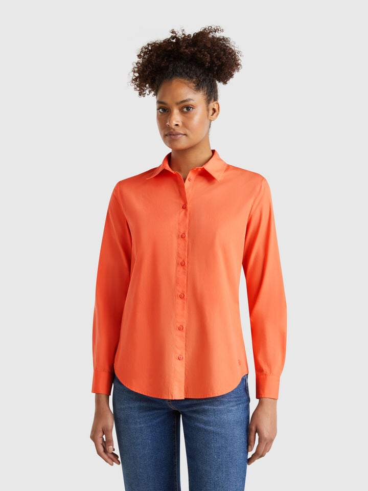benetton Regular fit shirt in cotton Orange Coral