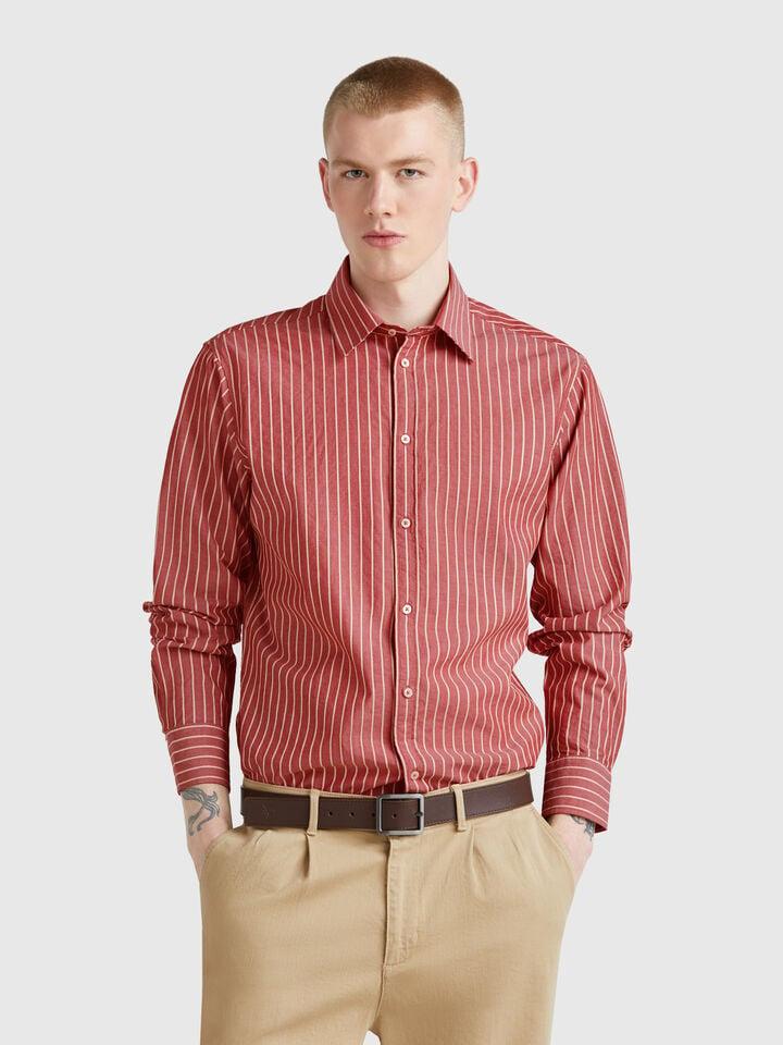 Benetton Regular Fit Striped Shirt Red