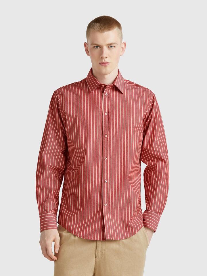 benetton Regular fit striped shirt Red