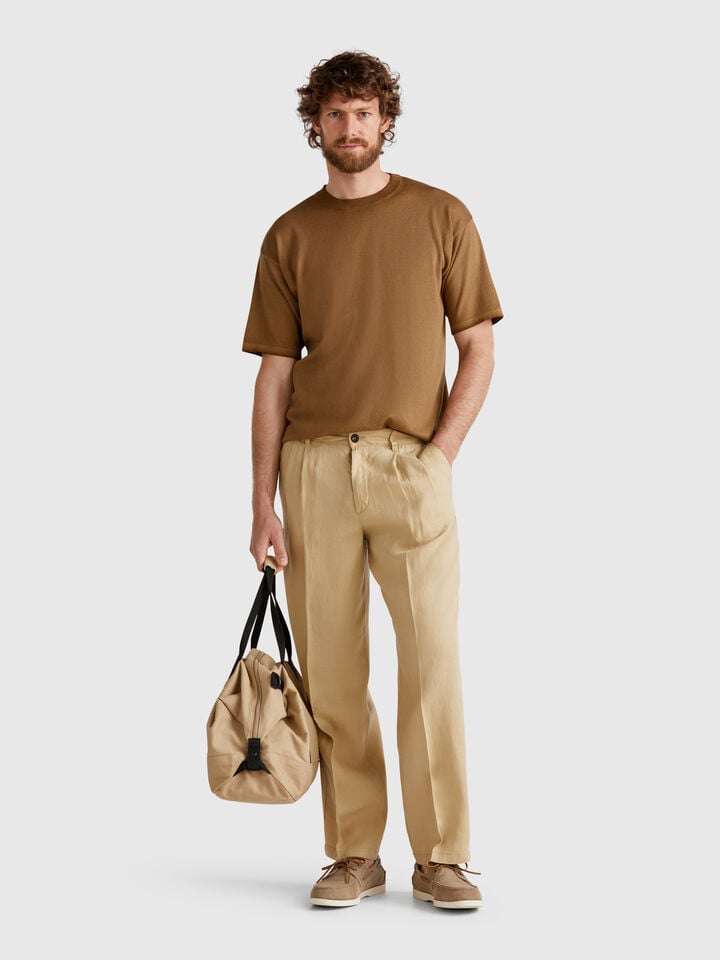 Benetton Regular Fit T-shirt Brown