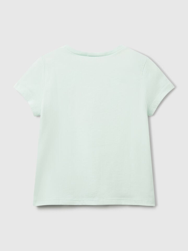 Benetton Regular Fit T-shirt With Glitter Aqua