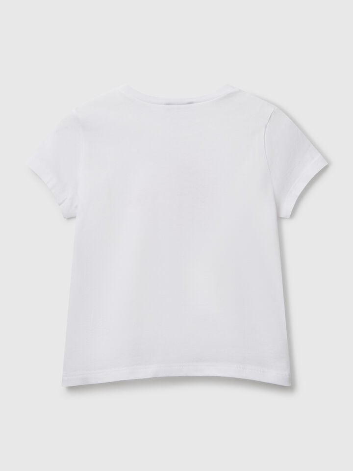 Benetton Regular Fit T-shirt With Glitter White