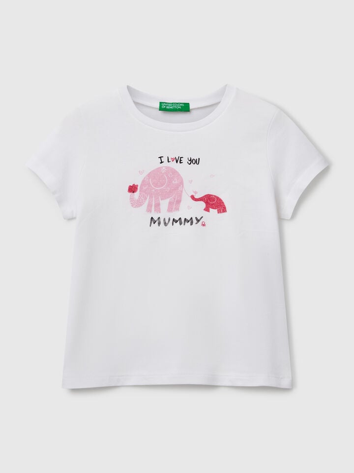 benetton Regular fit t-shirt with glitter White