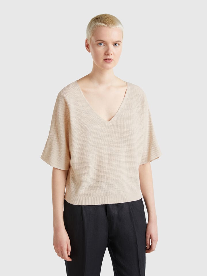 benetton Reversible cropped sweater Beige