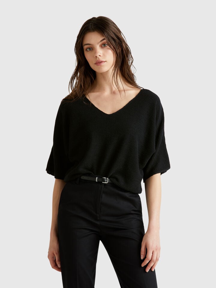 benetton Reversible cropped sweater Black
