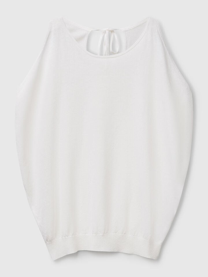 Benetton Reversible Linen Blend Sweater White
