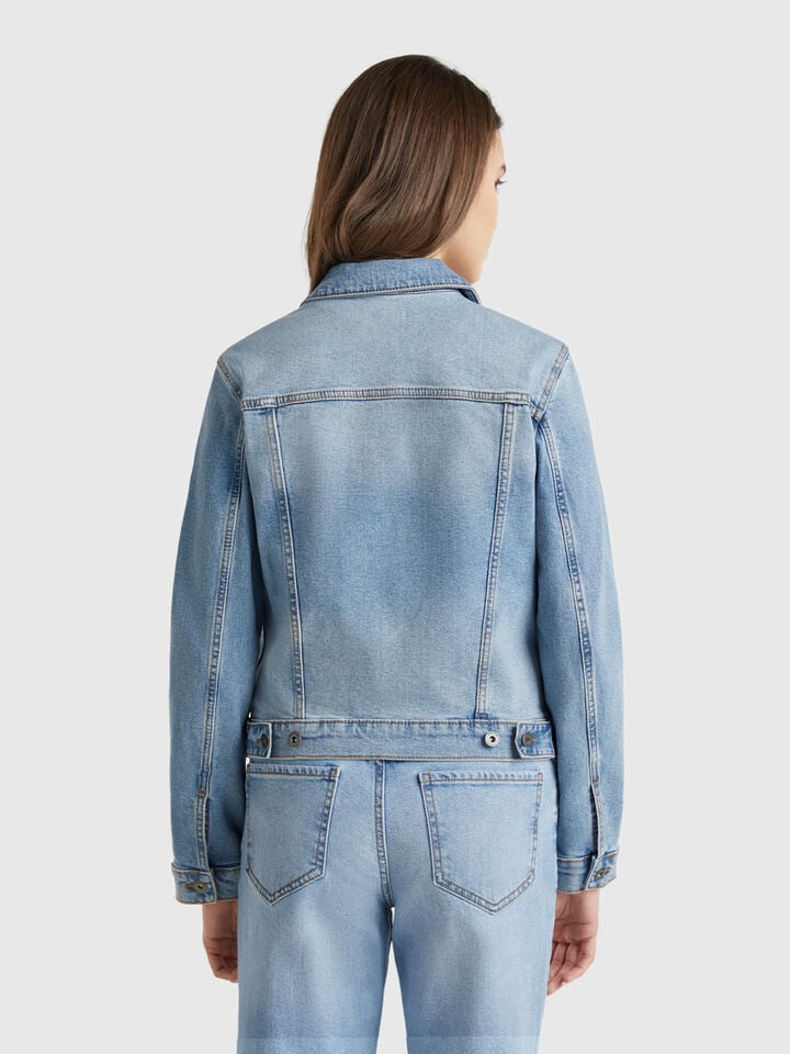 Benetton Rider Denim Jacket Light Blue