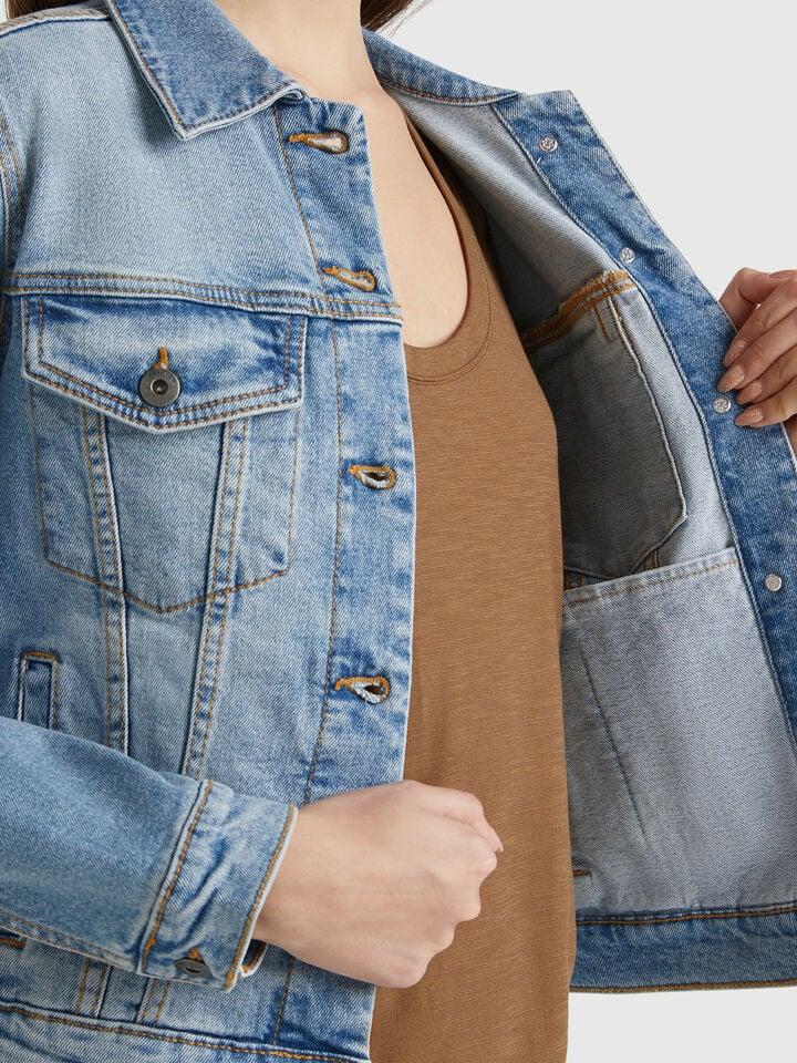 Benetton Rider Denim Jacket Light Blue