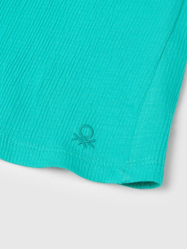 Benetton Ruffle Top Aqua
