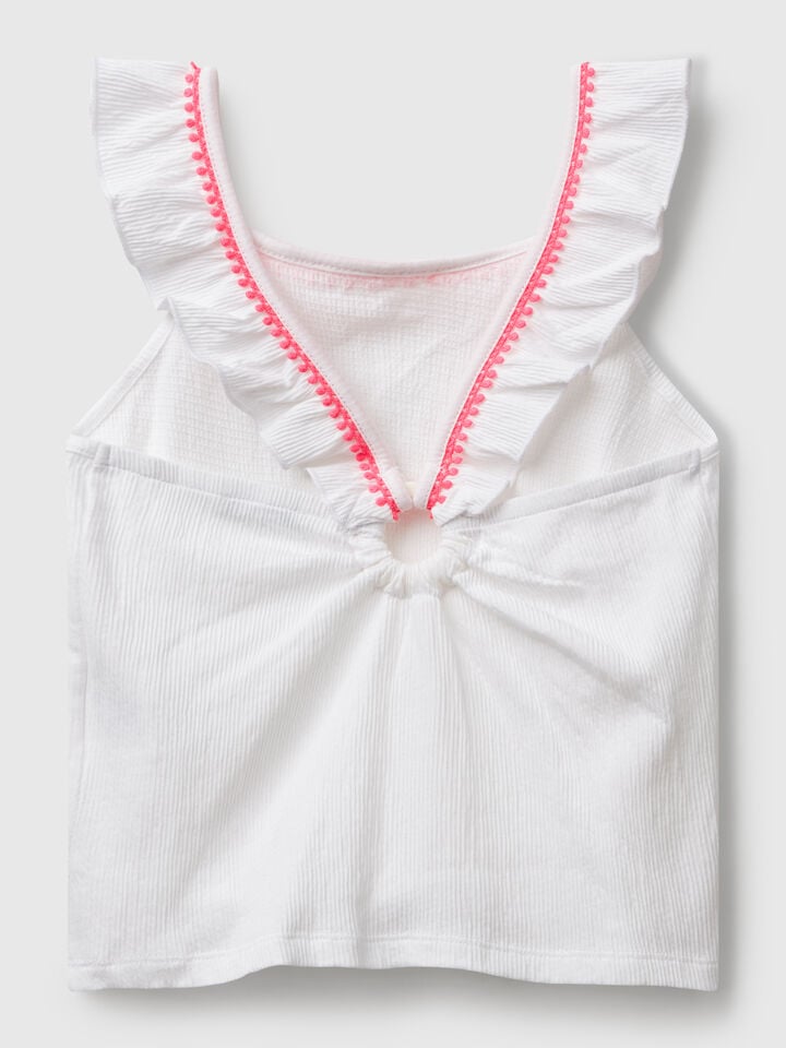 Benetton Ruffle Top White