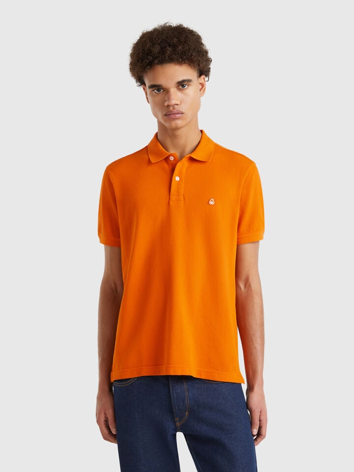 benetton Rust regular fit polo Burnt