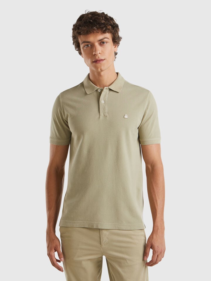 benetton Sage green regular fit polo Light Green