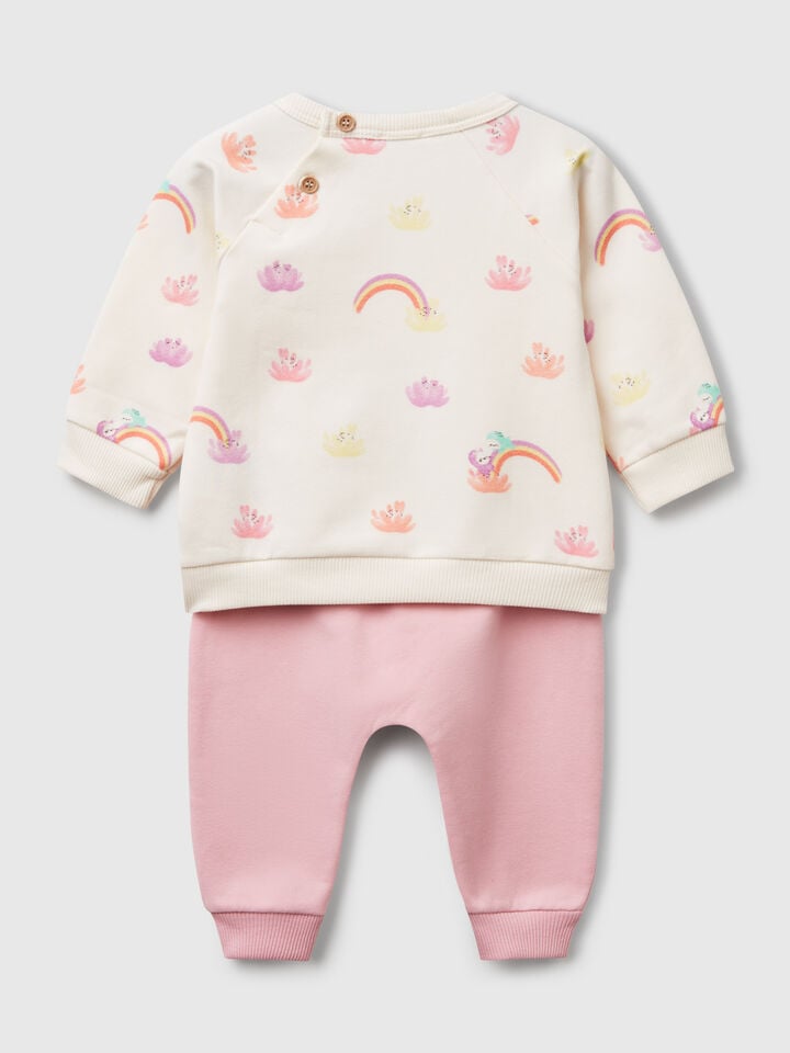 Benetton Set In Stretch Sweat Creamy White