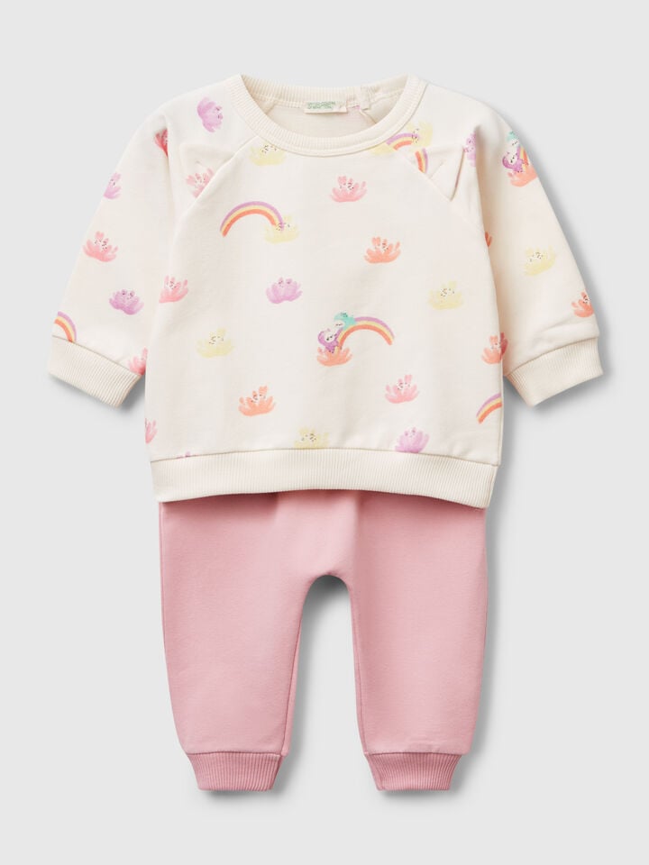 benetton Set in stretch sweat Creamy White