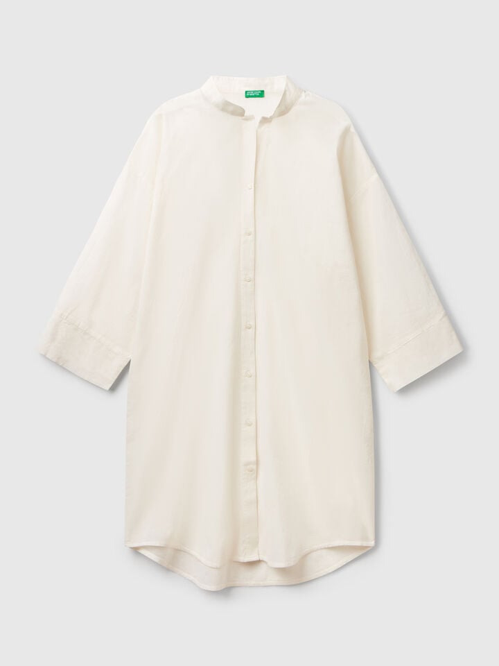 Benetton Shirt-style Dress Creamy White