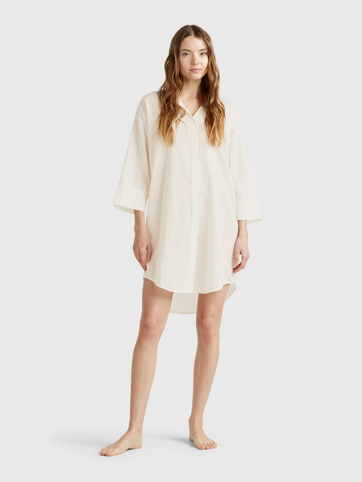benetton Shirt-style dress Creamy White