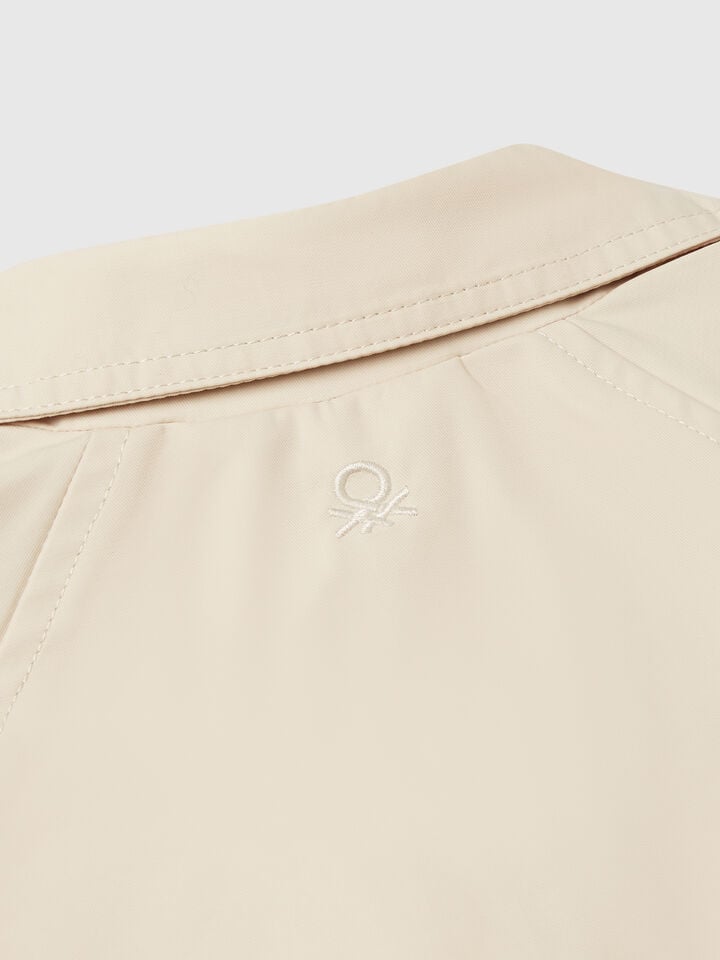 Benetton Short Double-breasted Trench Coat Beige