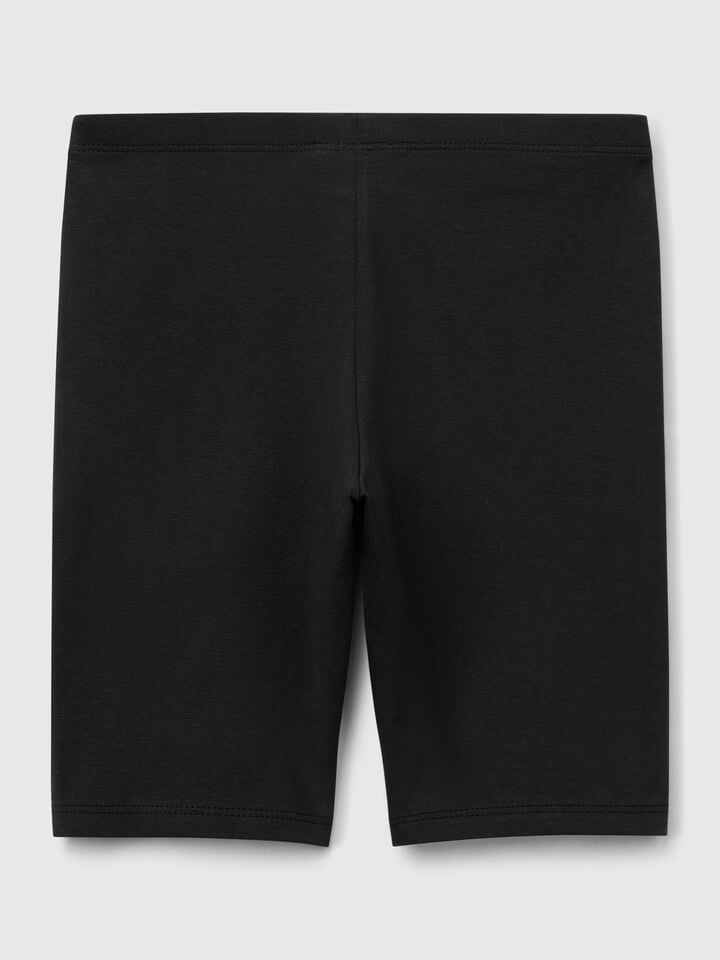 Benetton Short Leggings In Stretch Cotton Black