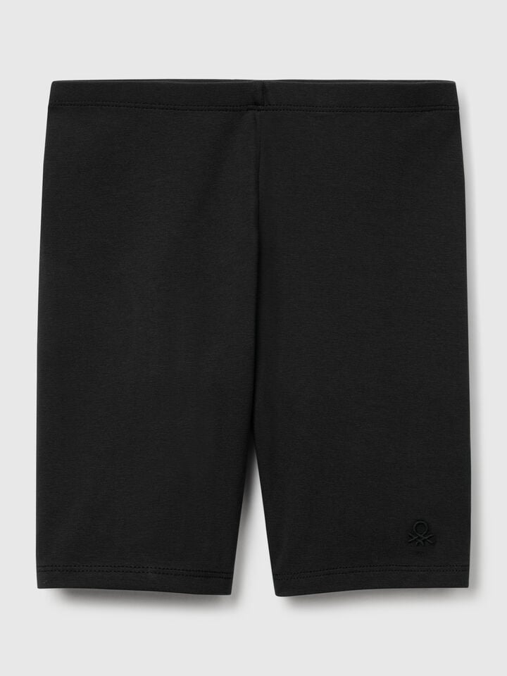 Benetton Short Leggings In Stretch Cotton Black