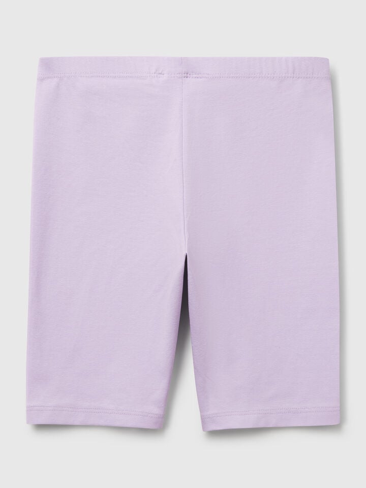 Benetton Short Leggings In Stretch Cotton Lilac