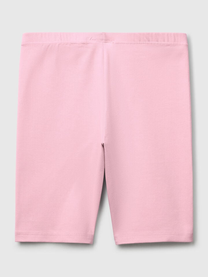 Benetton Short Leggings In Stretch Cotton Pink