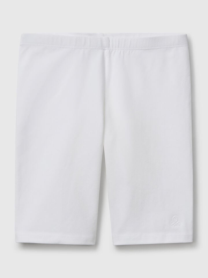 benetton Short leggings in stretch cotton White